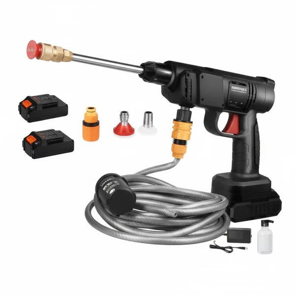 Aparat de Spălat cu Presiune 48V, 25 Bari, 8L/min, cu Acumulator și Kit Complet - DailyBox