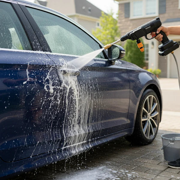 Aparat de Spălat cu Presiune 48V, 25 Bari, 8L/min, cu Acumulator și Kit Complet