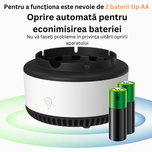 Scrumiera electrica inteligenta ,cu aspiratie, alimentare baterii AA