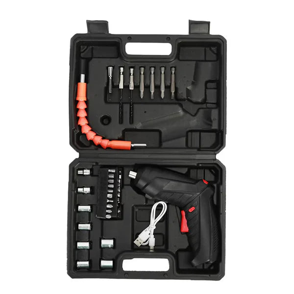 Set 48 Surubelnite Electrice , MorFansi, 3.6V/50W, Reincarcabile, Cu Cutie Depozitare Si Cablu De Incarcare USB, Negru - DailyBox