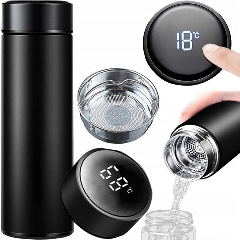 Termos smart cu afisaj LED de temperatura, 500 ml, din Otel Inoxidabil