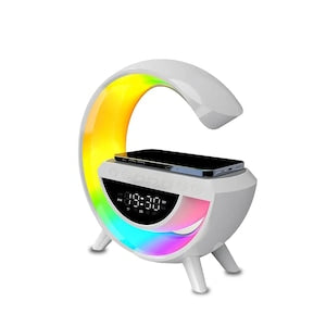 Boxa Multifunctionala G 3 in 1 JRH, Lampa LED RGB Smart,cu ceas, Boxa Bluetooth, Incarcator Telefon Wireless, Lumina RGB, Alb - DailyBox