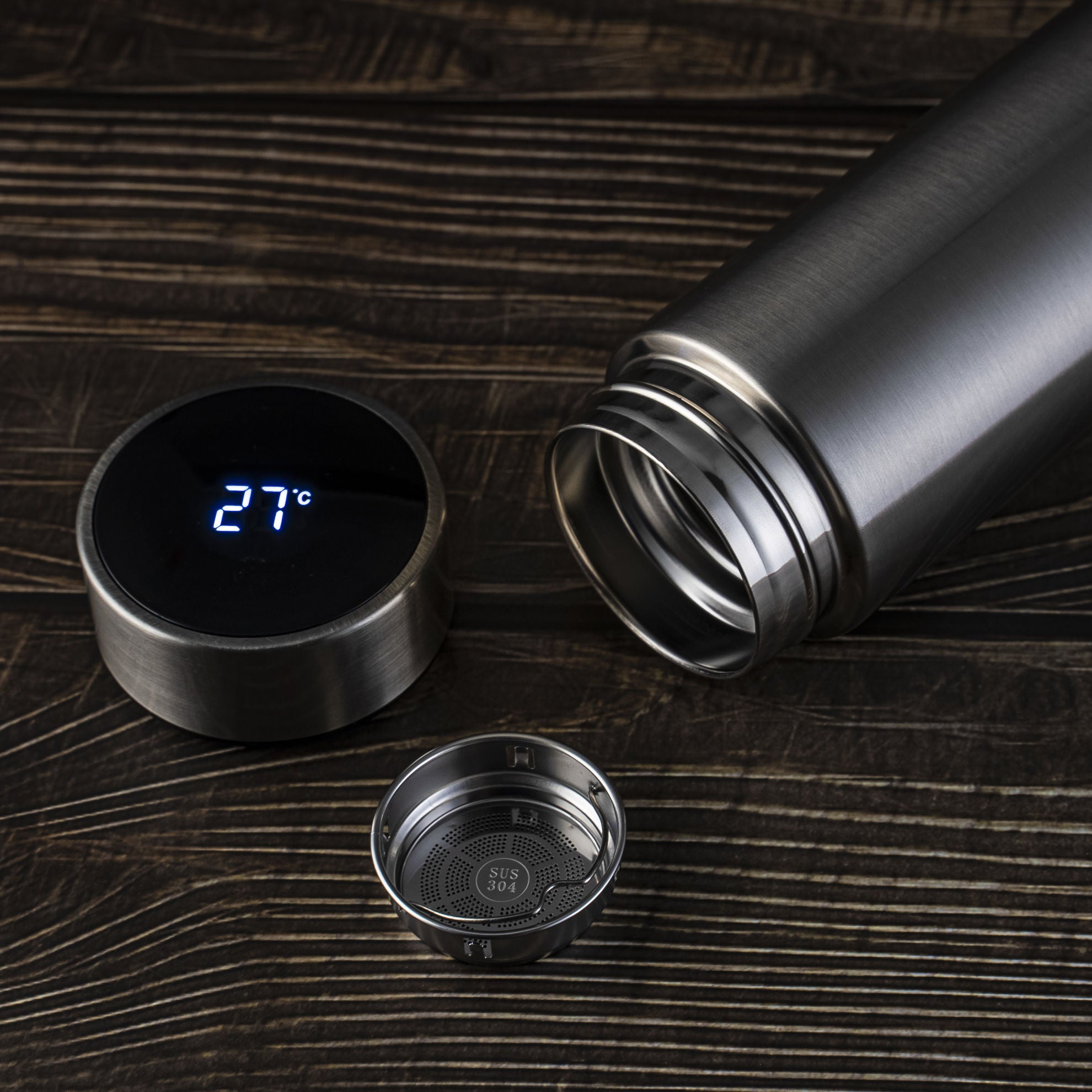 Termos smart cu afisaj LED de temperatura, 500 ml, din Otel Inoxidabil - DailyBox