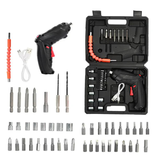 Set 48 Surubelnite Electrice , MorFansi, 3.6V/50W, Reincarcabile, Cu Cutie Depozitare Si Cablu De Incarcare USB, Negru