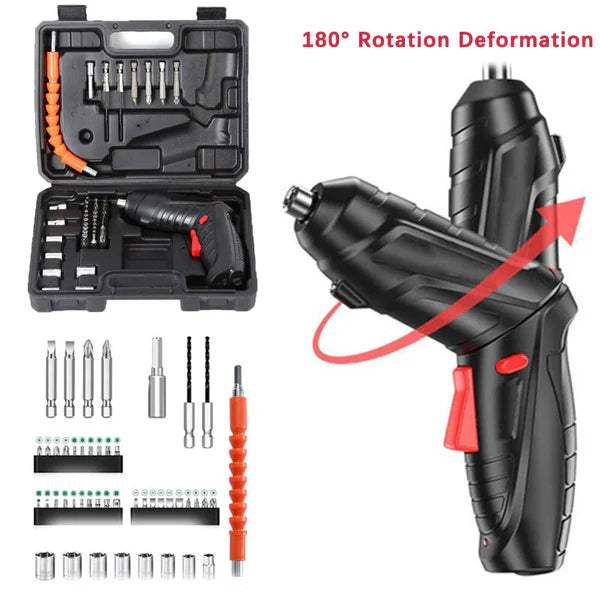 Set 48 Surubelnite Electrice , MorFansi, 3.6V/50W, Reincarcabile, Cu Cutie Depozitare Si Cablu De Incarcare USB, Negru - DailyBox