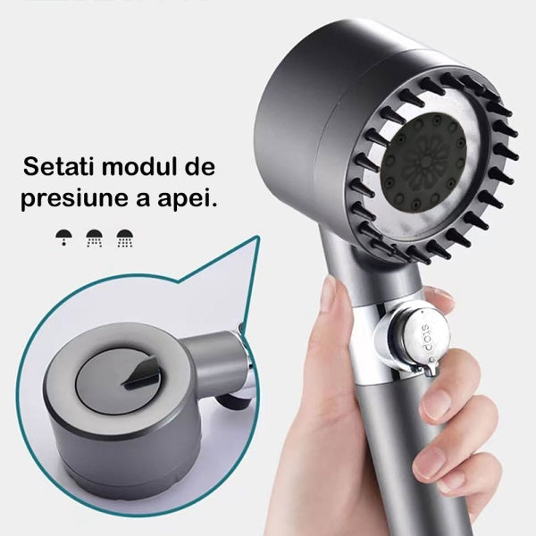 Cap de dus de inalta presiune, 3 functii diferite si perie atasata