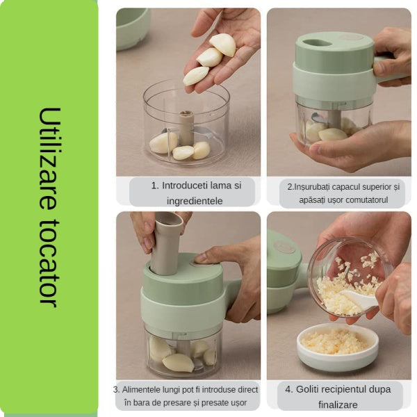 LicTocator si maruntitor electric pentru alimente si legume 4 in 1